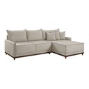 Ver imagem 3 de Sofá Linho 3 Lugares 264cm com Chaise Lado Direito Barra Bege Creme/Marrom