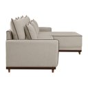 Ver mais imagens de Sofá Linho 3 Lugares 264cm com Chaise Lado Direito Barra Bege Creme/Marrom