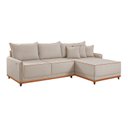Ver imagem 3 de Sofá Linho 3 Lugares 264cm com Chaise Lado Direito e Kit USB Barra Bege Cru/Paçoca