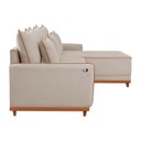 Ver mais imagens de Sofá Linho 3 Lugares 264cm com Chaise Lado Direito e Kit USB Barra Bege Cru/Paçoca