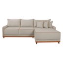 Ver imagem 5 de Sofá Linho 3 Lugares 264cm com Chaise Lado Direito e Kit USB Barra Bege Creme/Paçoca