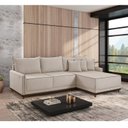 Ver imagem 1 de Sofá Linho 3 Lugares 264cm com Chaise Lado Direito e Kit USB Barra Bege Cru/Marrom