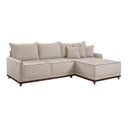 Ver imagem 3 de Sofá Linho 3 Lugares 264cm com Chaise Lado Direito e Kit USB Barra Bege Cru/Marrom