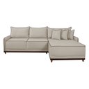 Ver imagem 5 de Sofá Linho 3 Lugares 264cm com Chaise Lado Direito e Kit USB Barra Bege Creme/Marrom
