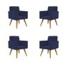Kit 4 Cadeiras Recepção Poltrona Escritório Azul Marinho - 1