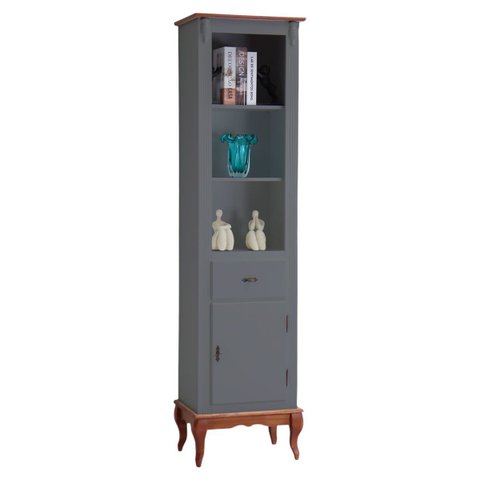 Estante para Sala 2 Prateleiras 1 Gaveta 1 Porta Pés Luiz Xv 60104 Linz Móveis - Cinza/imbuia Glazer