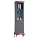 Ver imagem 1 de Estante para Sala 2 Prateleiras 1 Gaveta 1 Porta Pés Luiz Xv 60104 Linz Móveis - Cinza/imbuia Glazer