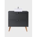 Ver imagem 1 de Gabinete para Banheiro com Tampo e Cuba 80cm Retro Mdf Grafite Milano - On Móveis