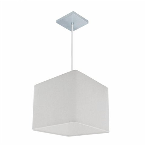 Lustre Pendente Quadrado Vivare Md-4058 Cúpula em Tecido 21/25x25cm - Bivolt Branco 127/220v