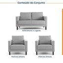 Ver imagem 2 de Conjunto Sofá Lugares com USB e 2 Poltronas em Linho Antúrio CabeCasa MadeiraOriginals Cinza