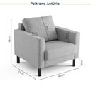 Ver imagem 4 de Conjunto Sofá Lugares com USB e 2 Poltronas em Linho Antúrio CabeCasa MadeiraOriginals Cinza