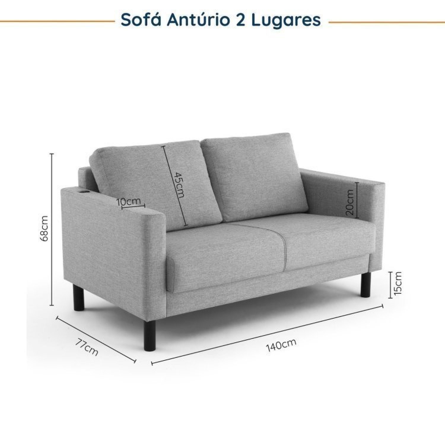 Conjunto Sofá 2 Lugares com USB e 2 Poltronas em Linho Antúrio CabeCasa MadeiraMadeira - 3