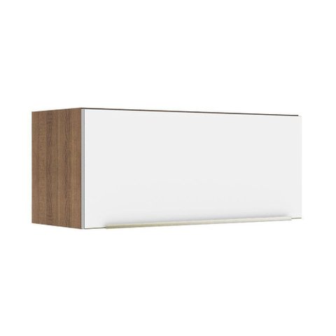 Armário Aéreo 80 Cm 1 Porta Basculante Rustic/Branco Veludo