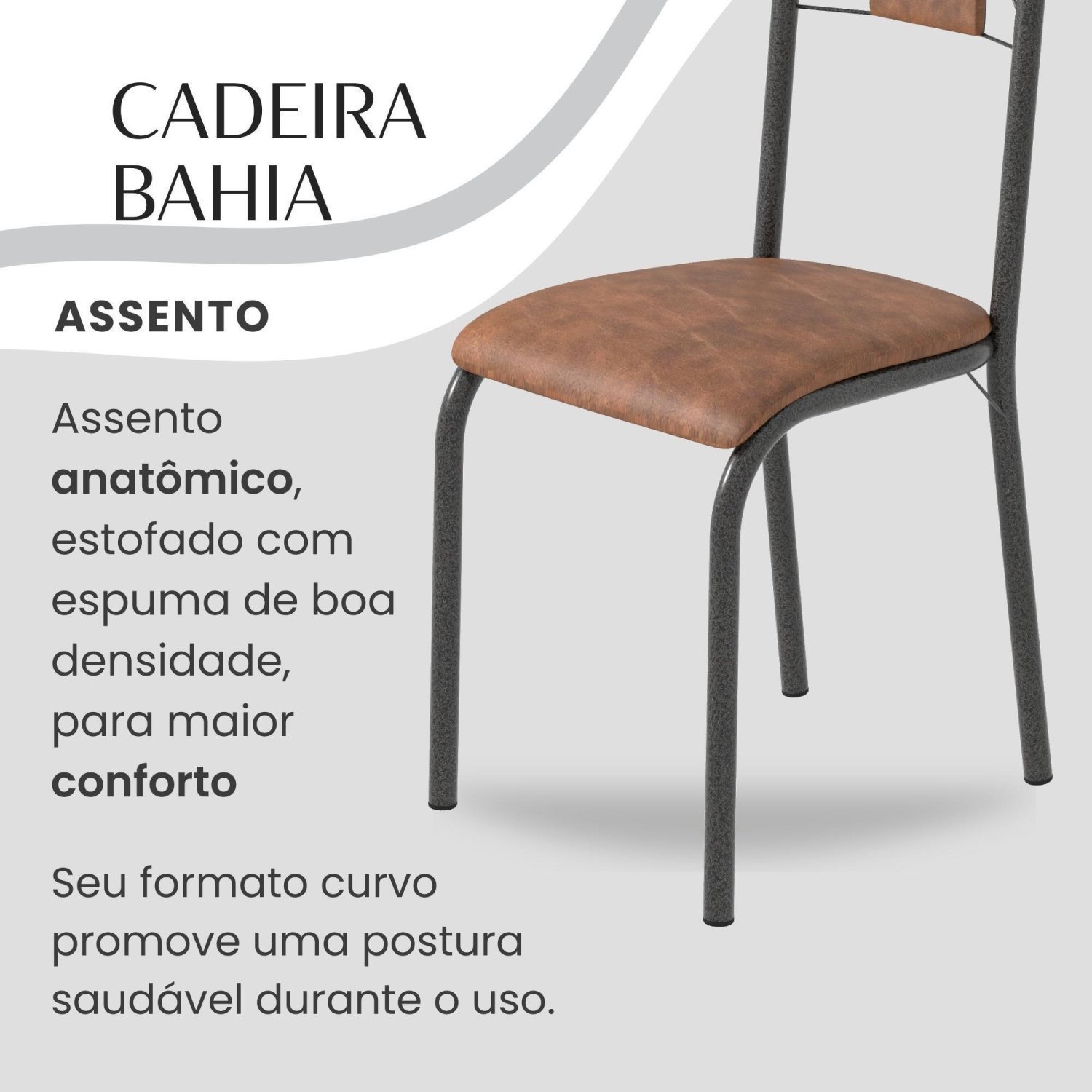 Conjunto Sala de Jantar Bahia Mesa Tubo 120x75cm Tampo Madeira Indiana com 4 Cadeiras - 8