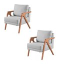 Ver imagem 1 de Kit 2 Poltronas Mona Linho Cinza - Kimi Design