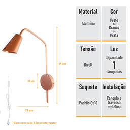 Arandela New City Articulada 180º - Bronze - 6