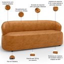Ver imagem 4 de Sofá 3 Lugares Orgânico Sala de Estar Living 170cm Carmen F04 Couríssimo Whisky - Lyam Decor