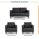 Ver imagem 2 de Conjunto Sofá Lugares com USB e 2 Poltronas em Linho Antúrio CabeCasa MadeiraOriginals Cinza Escuro