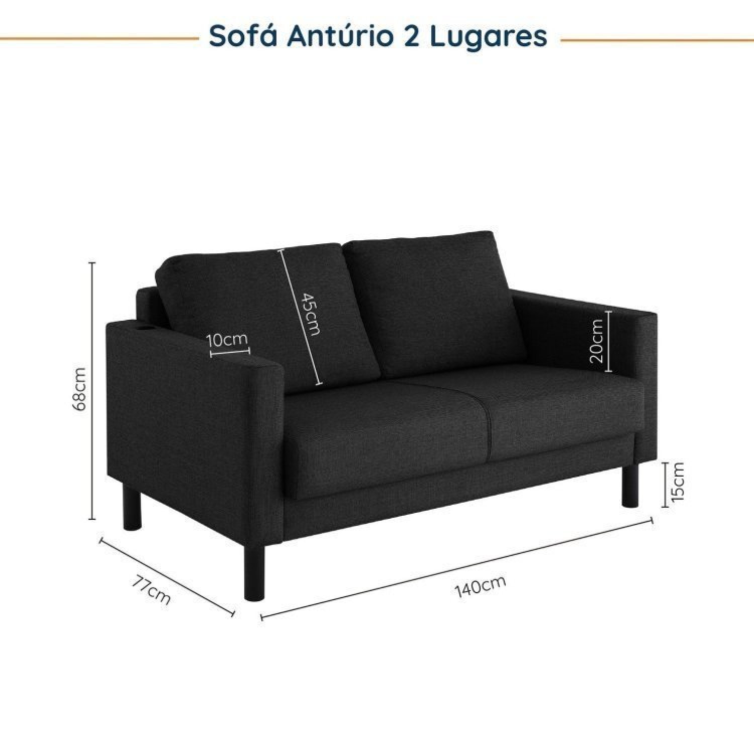 Conjunto Sofá 2 Lugares com USB e 2 Poltronas em Linho Antúrio CabeCasa MadeiraMadeira - 3