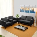 Ver imagem 1 de Conjunto Sofá Lugares com USB e 2 Poltronas em Linho Antúrio CabeCasa MadeiraOriginals Cinza Escuro