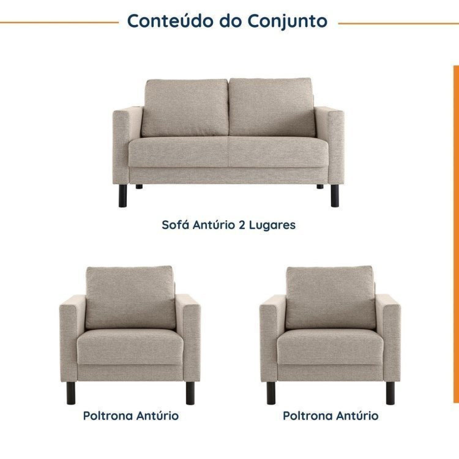 Conjunto Sofá 2 Lugares com USB e 2 Poltronas em Linho Antúrio CabeCasa MadeiraMadeira - 2