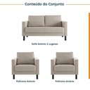 Ver imagem 2 de Conjunto Sofá Lugares com USB e 2 Poltronas em Linho Antúrio CabeCasa MadeiraOriginals Bege