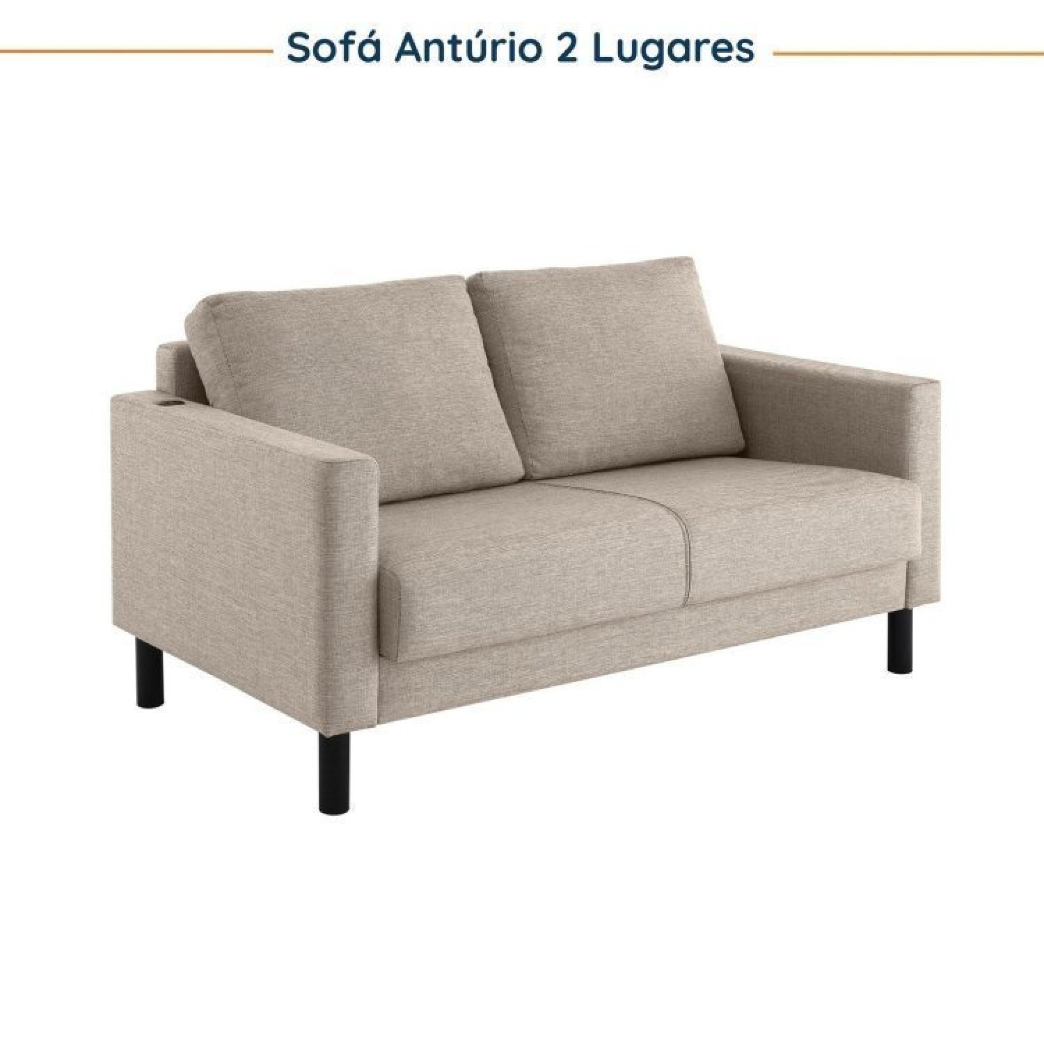 Conjunto Sofá 2 Lugares com USB e 2 Poltronas em Linho Antúrio CabeCasa MadeiraMadeira - 6