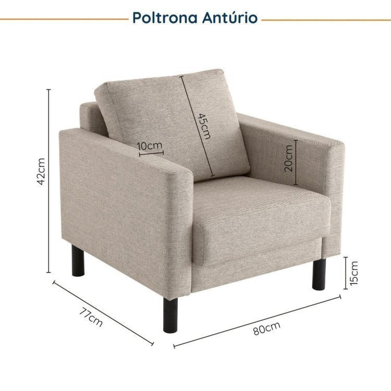 Conjunto Sofá 2 Lugares com USB e 2 Poltronas em Linho Antúrio CabeCasa MadeiraMadeira - 4