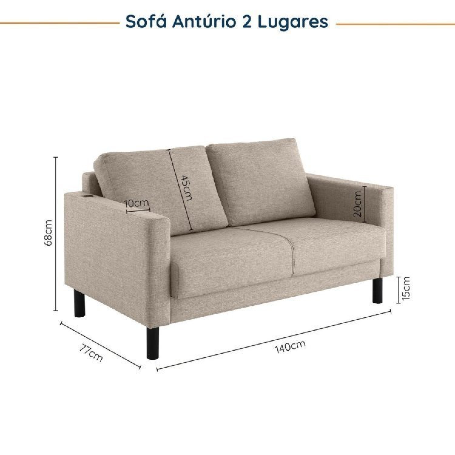 Conjunto Sofá 2 Lugares com USB e 2 Poltronas em Linho Antúrio CabeCasa MadeiraMadeira - 3