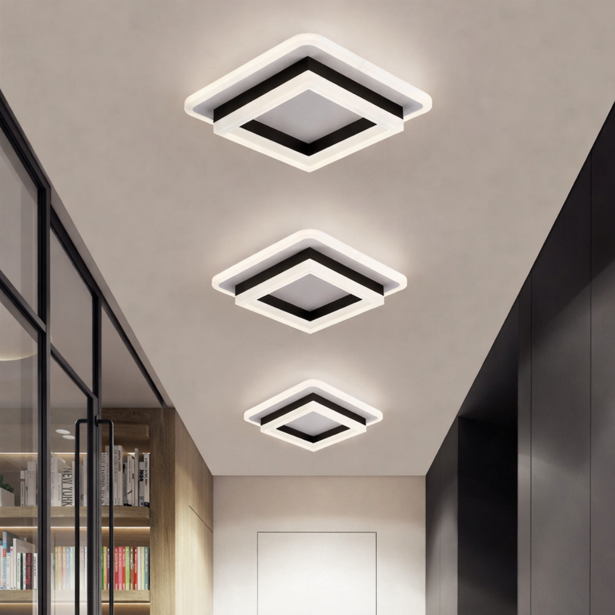Luminária Teto Lustre Plafon 24 Watts 20cm Led Duplo 3 Cores Multitemperatura Bivolt Kjgd-348:preto