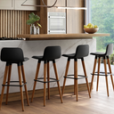 Ver imagem 1 de Kit 4 Banquetas Linea Base Madeira Cozinha Bar Bancada Alta:preto/preto