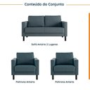 Ver imagem 2 de Conjunto Sofá Lugares com USB e 2 Poltronas em Linho Antúrio CabeCasa MadeiraOriginals Azul
