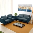 Ver imagem 1 de Conjunto Sofá Lugares com USB e 2 Poltronas em Linho Antúrio CabeCasa MadeiraOriginals Azul