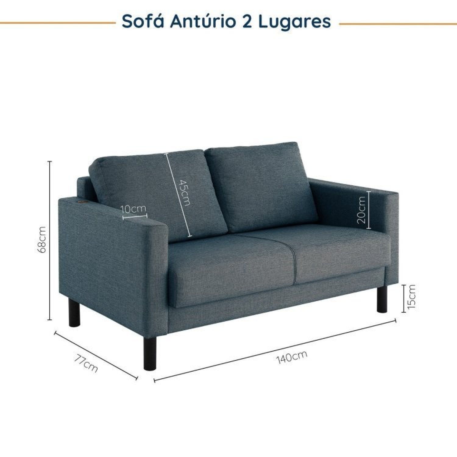 Conjunto Sofá 2 Lugares com USB e 2 Poltronas em Linho Antúrio CabeCasa MadeiraMadeira - 3