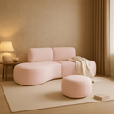 Ver imagem 3 de Sofá Orgânico e Puff Módulo Curvo Savana Boucle Rosê - Montanari'S Decor