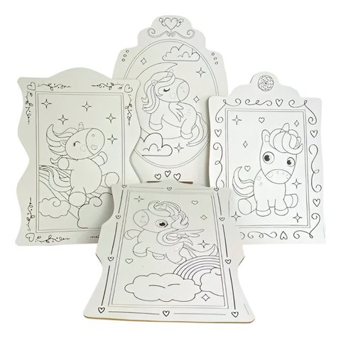 Brinquedo Kit de Pintura Infantil Cavalete Avental Unicórnio