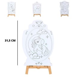 Brinquedo Kit de Pintura Infantil Cavalete Avental Unicórnio - 3