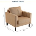 Ver imagem 4 de Conjunto Sofá Lugares com USB e 2 Poltronas em Linho Antúrio CabeCasa MadeiraOriginals Amarelo Âmbar