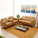 Ver imagem 1 de Conjunto Sofá Lugares com USB e 2 Poltronas em Linho Antúrio CabeCasa MadeiraOriginals Amarelo Âmbar