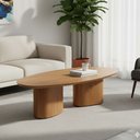 Ver imagem 1 de Mesa de Centro Redonda para Sala de Estar 120x35cm Ecos Base Madeira Maciça Mel