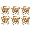 Ver imagem 1 de Kit 6 Jogos De Mesa Bistrô De Madeira Dobrável Com 3 Banquetas - Mel