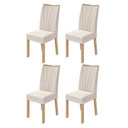 Cadeira para Mesa de Jantar Apogeu Kit 04 Peças Linho Rinzai Bege Amêndoa Clean – Lopas - 1