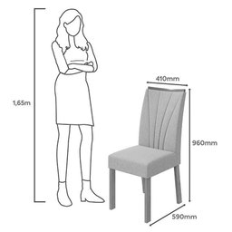 Cadeira para Mesa de Jantar Apogeu Kit 04 Peças Linho Rinzai Bege Amêndoa Clean – Lopas - 2