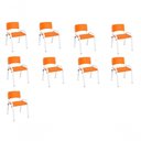 Ver imagem 1 de Kit 9 Cadeira Iso Infantil Creche, Base Branco Laranja