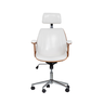 Cadeira de Escritório Ergonômica Giratória Moderna Alta Presidente Lisboa Apoio Cabeça Office Branca - 4