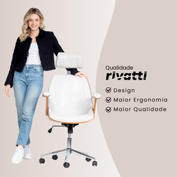 Cadeira de Escritório Ergonômica Giratória Moderna Alta Presidente Lisboa Apoio Cabeça Office Branca - 7