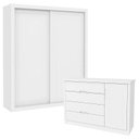 Ver imagem 1 de Cômoda Infantil e Guarda Roupa 2 Portas Tutto New Branco Acetinado - Matic