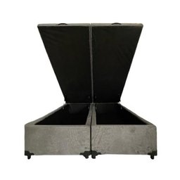 Cama Box Baú Casal Bipartido Blindado Suede Cinza - 2