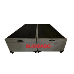 Cama Box Baú Casal Bipartido Blindado Suede Cinza - 1