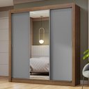 Ver imagem 1 de Guarda-roupa Casal 3 Portas de Correr com Espelho Rustic/cinza Nobre Madesa